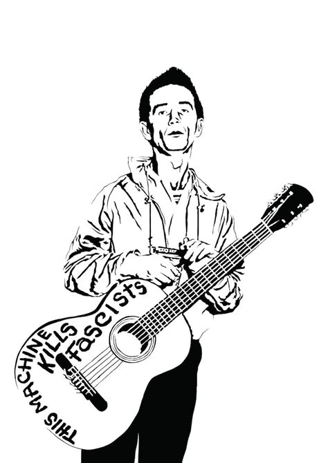 Woody Guthrie Art Print Illustration of the Folk Guitarist | Etsy