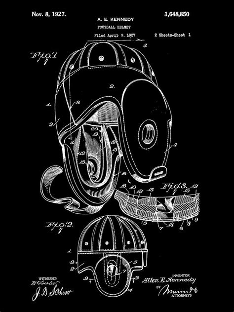 Football Helmet Patent 1927 - Black Digital Art by Stephen Younts ...