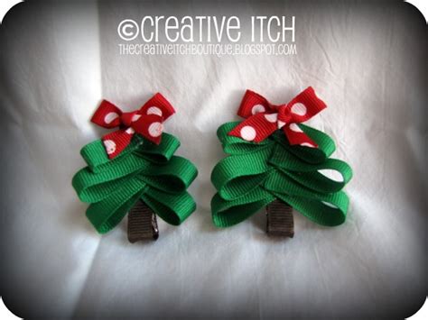 Creative Itch: Christmas Tree Hair Bows