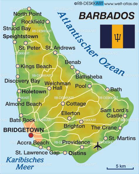 Map of Barbados and Surrounding Islands | Kings beach, Barbados, Map