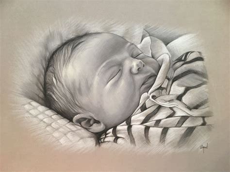 Baby portrait pastel Dessin de bébé au pastel , réalisé sur commande ...