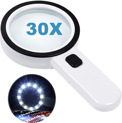 Magnifying Glass with Light, 30X Handheld Large Lightweight Lighted ...