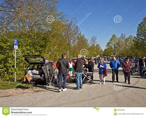 Eching, Germany - Visitors at Spring Flea Market Editorial Image ...