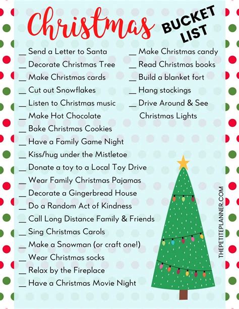 FREE Printable CHRISTMAS Bucket List for Holiday Fun