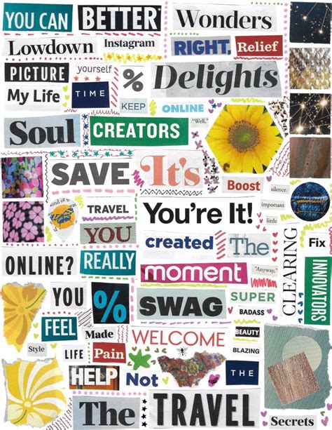 Free download ~ printable digital magazine words collage sheet in jpg format and sized 8.5"x11 ...