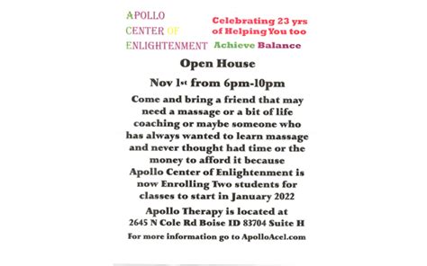 Open House at Apollo Center of Enlightenment by Apollo Therapy in Boise, ID - Alignable