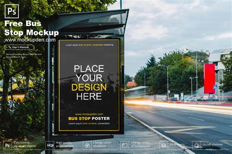 Free Bus Stop Poster Mockup PSD Template | Mockup Den