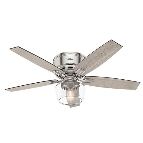 Hunter 52-Inch Bennett Brushed Nickel Ceiling Fan with Light with Handheld Remote | 53394 ...