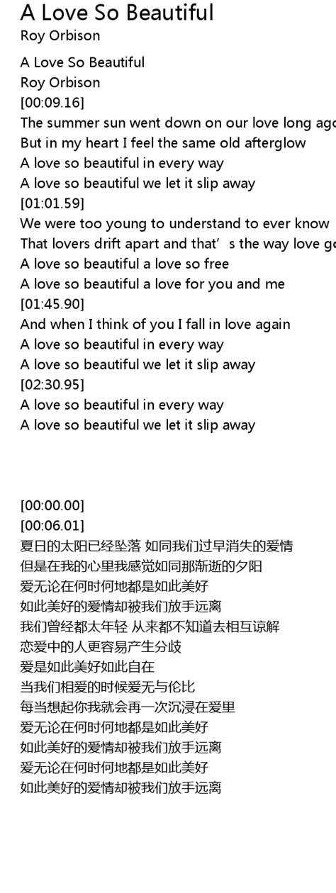 A Love So Beautiful 歌词 - 歌词网