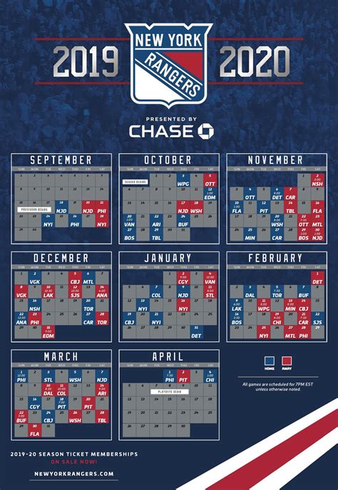 Full 2019-2020 Calendar Schedule : r/rangers