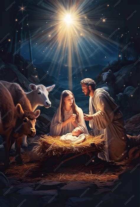 Premium Photo | A nativity scene with a baby jesus in the manger Generative AI image