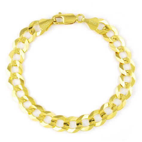 Nuragold - 10k Yellow Gold Mens Solid 10mm Curb Cuban Link Chain Bracelet, 8" 8.5" 9" - Walmart ...