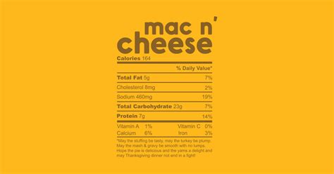 Mac and Cheese Nutrition Funny Thanksgiving Mac N' Cheese - Macaroni ...