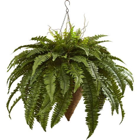 Nearly Natural 26in Giant Boston Fern Artificial Plant with Hanging Basket, Green - Walmart.com ...