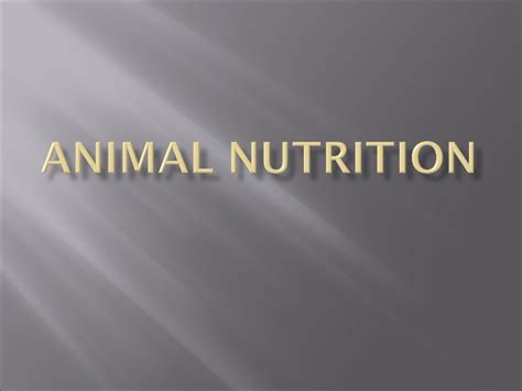 Animal nutrition