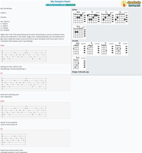 Chord: My Vampire Heart - tab, song lyric, sheet, guitar, ukulele ...