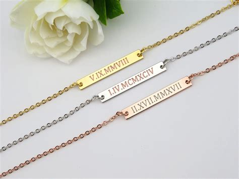 Roman Numeral Necklace Roman Numbers Custom Bar Necklace - Etsy