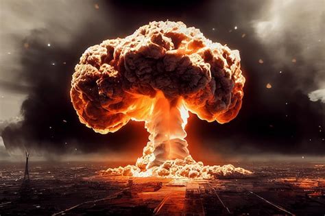 Premium Photo | Nuclear Bomb Massive Explosion in City 3D Art Work ...