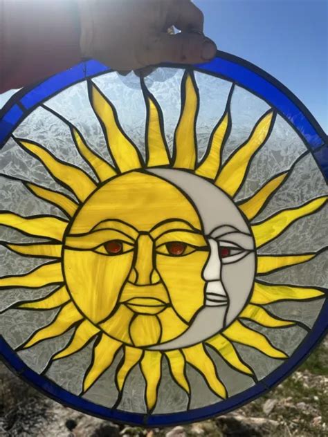 SUN AND MOON Hanging Stained Glass $75.00 - PicClick