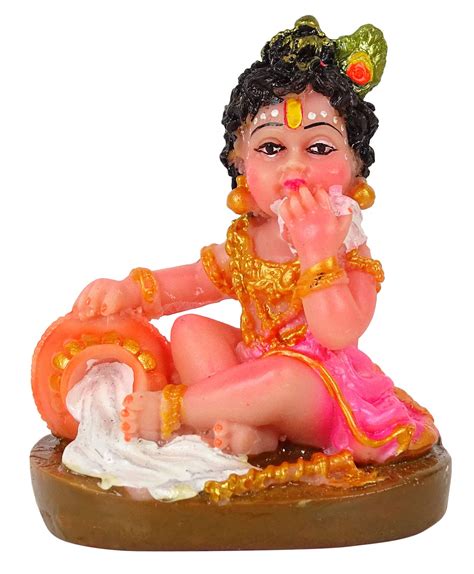 Buy IBA Indianbeautifulart Lord Krishna Handcrafted Resin Statue 8.5 Cm Small Idol For Car ...