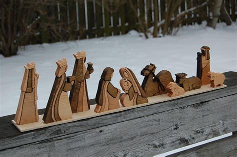 10 Piece Wooden Nativity Set. NOT TOO LATE Sale. Dark or Light - Etsy ...