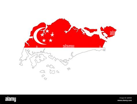 singapore country flag map shape symbol label Stock Photo - Alamy