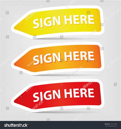 Sign Here Stickers Stock Vector (Royalty Free) 101517280 | Shutterstock