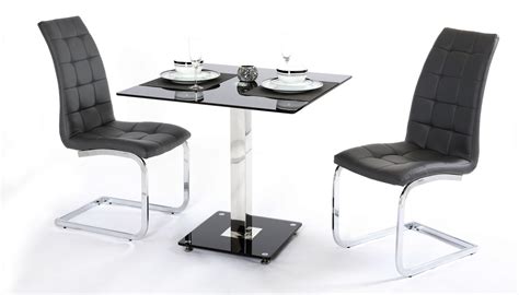 2 Seater Black Glass Dining Table and Chairs - Homegenies