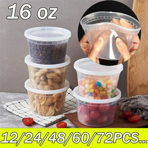 Plastic Deli Containers with Lids 16 oz Freezer Food Storage Containers ...