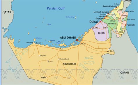 تعرّف على خريطة الامارات ومواقع إماراتها السبع والدول المجاورة