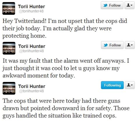 Torii Hunter says police responded to alarm at his house and pulled out ...