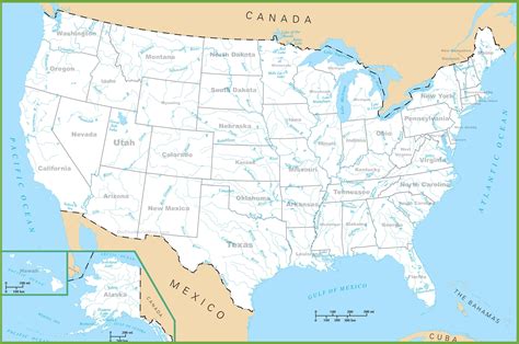 USA rivers and lakes map | Lake map, Map, Usa map