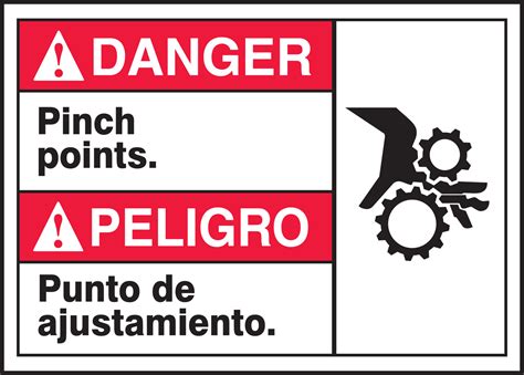 Pinch Points Spanish Bilingual ANSI Danger Safety Sign MTAS114