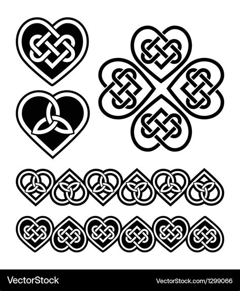 Celtic heart knot - symbols set Royalty Free Vector Image