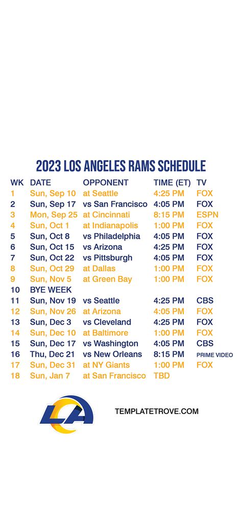 La Rams 2024 Schedule - Vikki Orelle