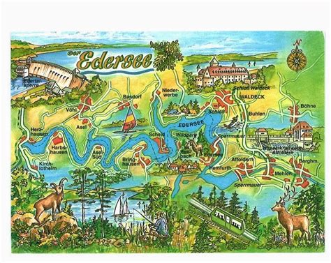 Cards of the World: Edersee Map Card, Germany