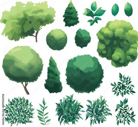 Excellent trees bushes shrubs top view vector Stock Vector | Adobe Stock