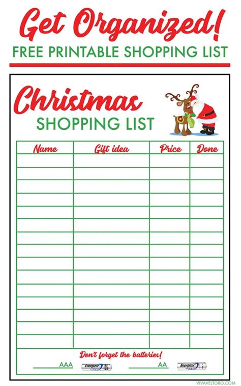 FREE Christmas Shopping List Template - Viva Veltoro