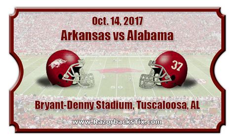 Arkansas Razorbacks vs Alabama Crimson Tide Football Tickets | Oct. 14 ...