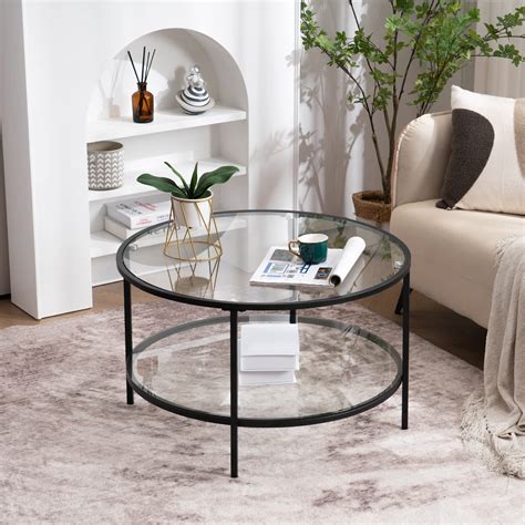 Round Glass Coffee Table,Modern Coffee Table For Living Room,Small ...