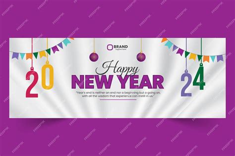 Premium Vector | New year 2024 facebook cover design template