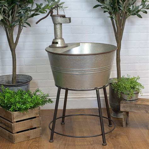 American Mercantile Galvanized Metal Tub Garden Planter - Walmart.com ...