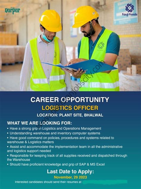 Fauji Foods Limited Jobs Logistics Officer - Informer