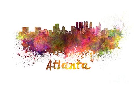 Atlanta skyline in watercolor Painting by Pablo Romero