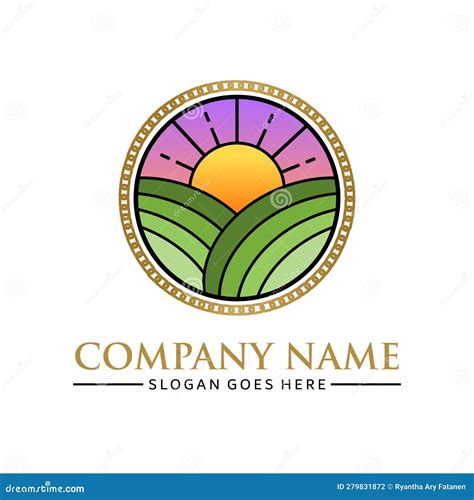 Beautiful Sunset Landscape Logo Stock Vector - Illustration of sunrise ...