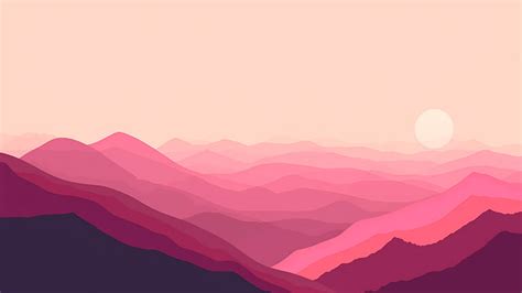 Pink Mountains Minimalist Wallpaper - Minimalist Desktop Wallpaper