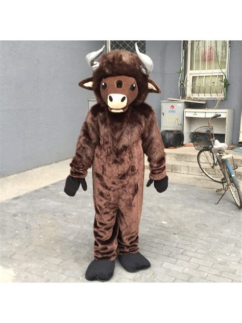 Brown Buffalo Mascot Costume Free Shipping