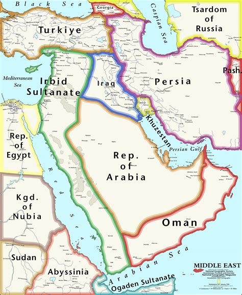 Map of the middle east in 1910 in the style of nat geo. Too big to upload to reddit natively ...