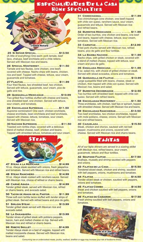 Menu - Seven Hills OH's Si Señor Mexican Restaurant | Sirved