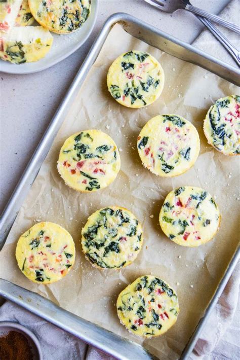 Egg White Bites Recipe with Spinach & Red Pepper